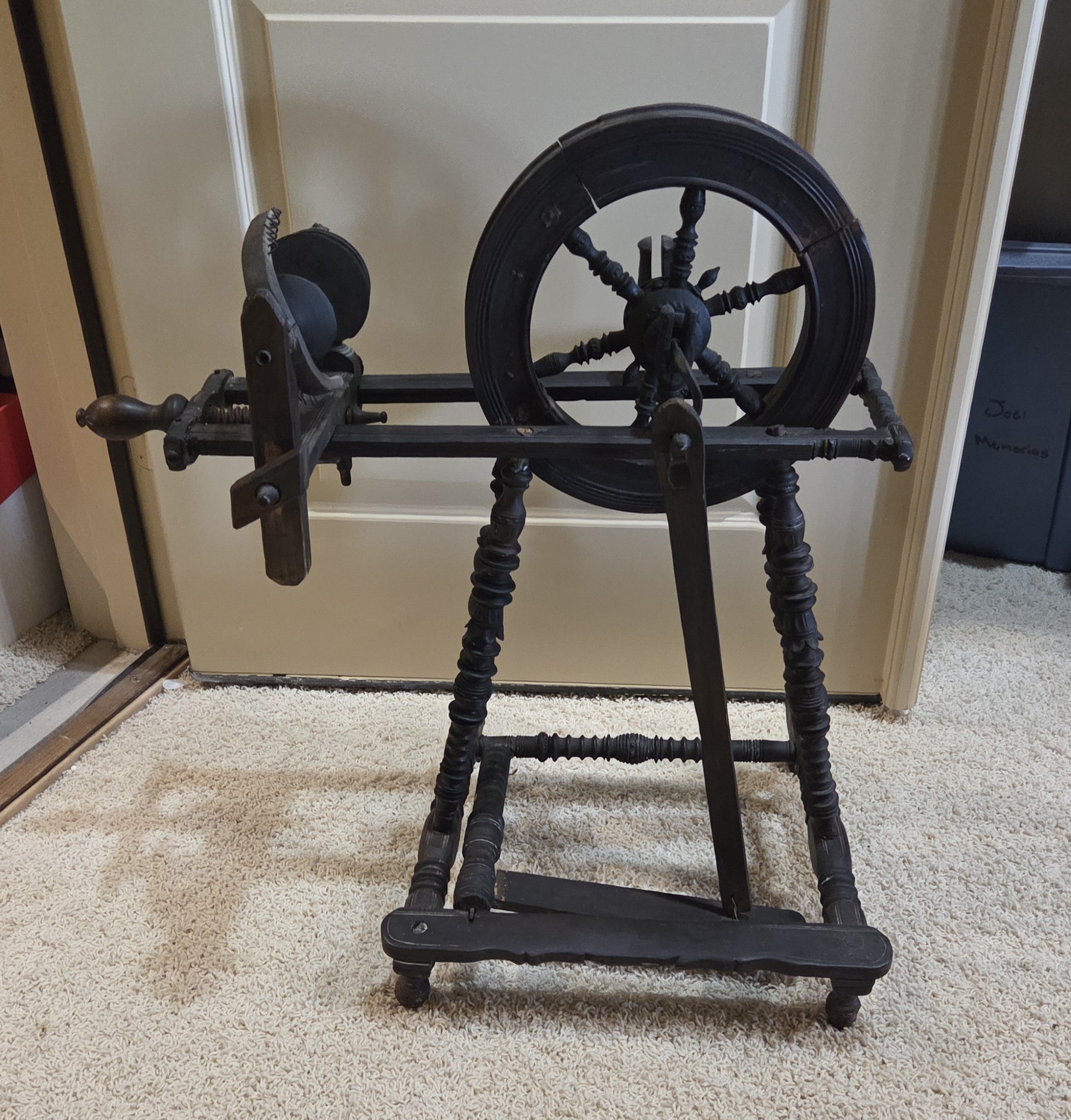 Antique Spinning Wheel 19th Century Small Castle Travel Style