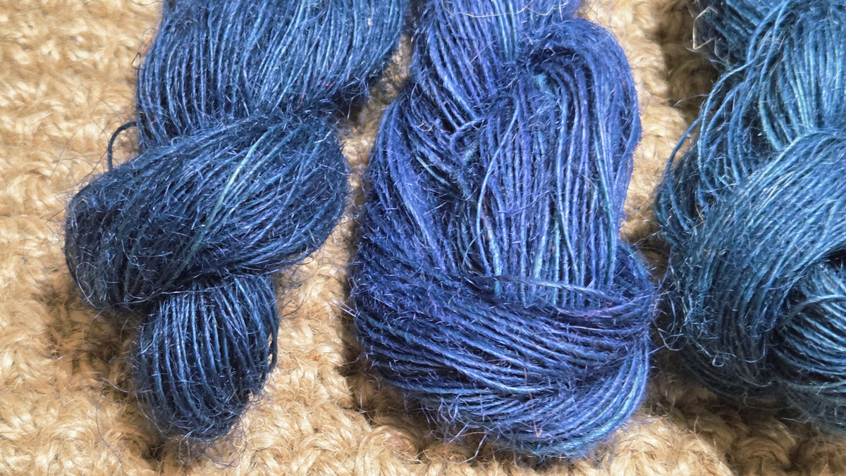 Yarn Jute. Skein. Lace Weight. Small Batch Dyed. 200 Yards. Blue