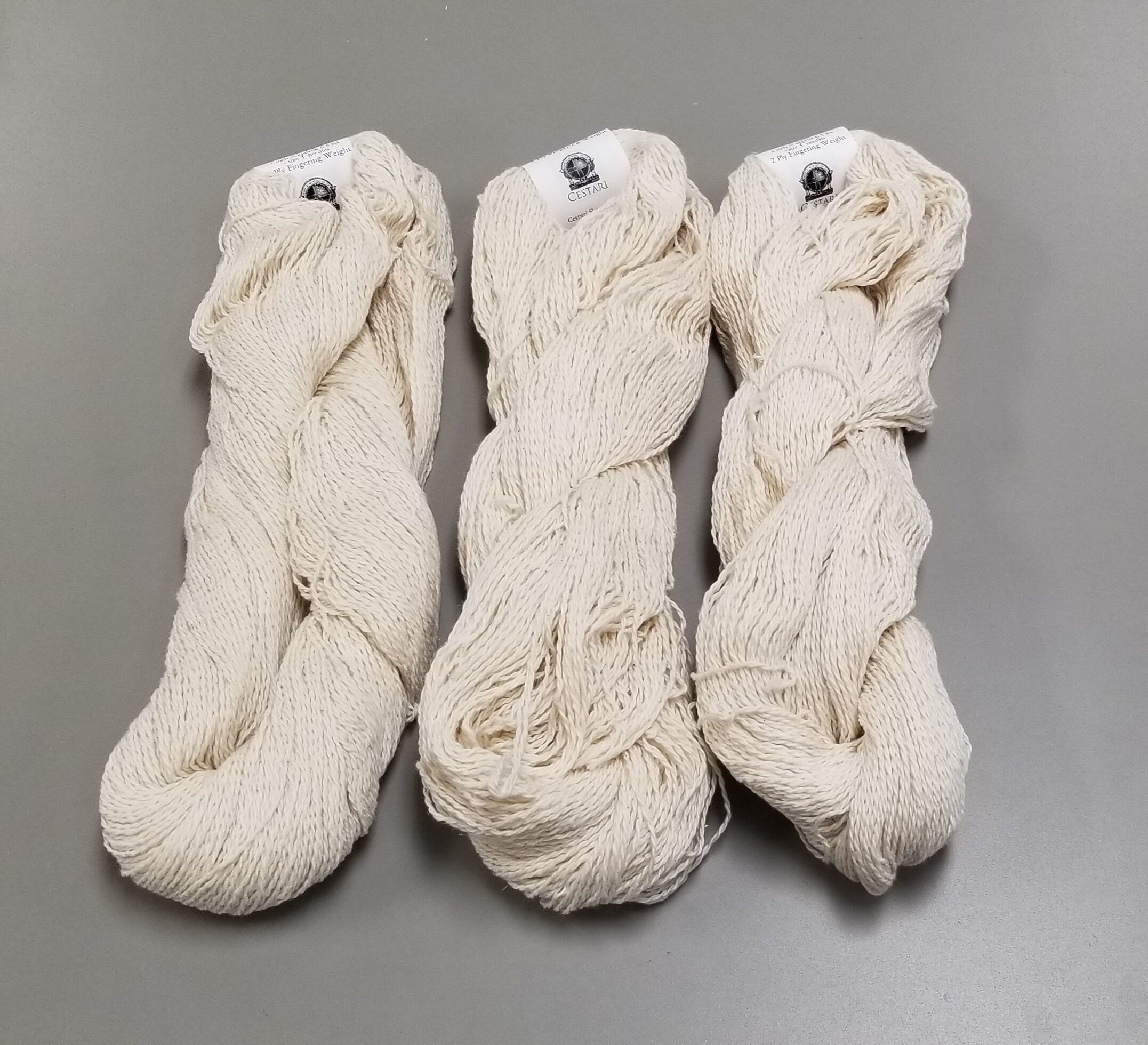 Cotton / Linen Blend Yarn "Monticello Collection" from Cestari Yarns. 75 Cotton / 25 Flax. Natural Fingering Weight.