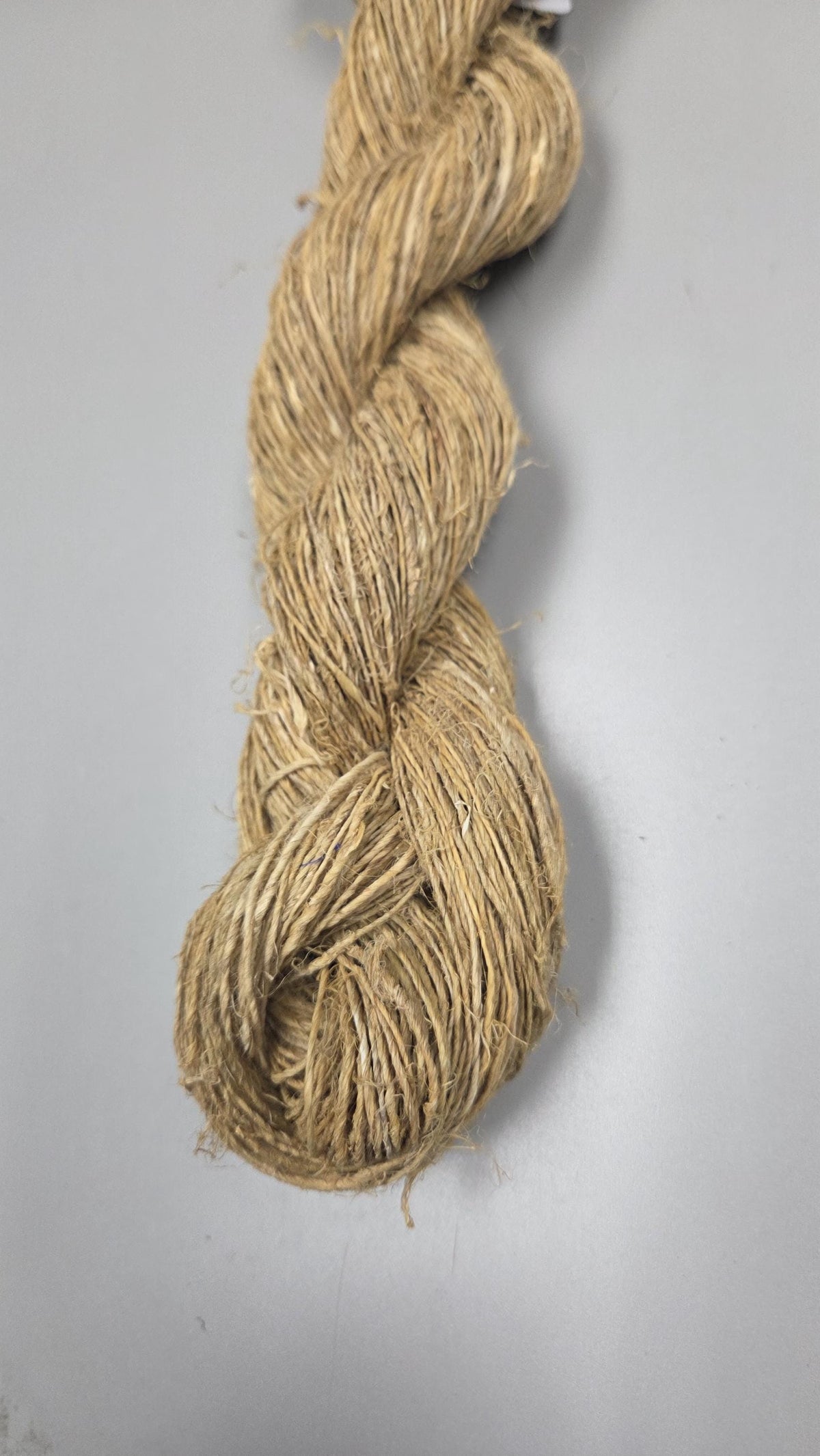 Hemp Yarn, 195 Yards, Light Yellow (Osage Orange) Dyed. Hand-Spun Skein.