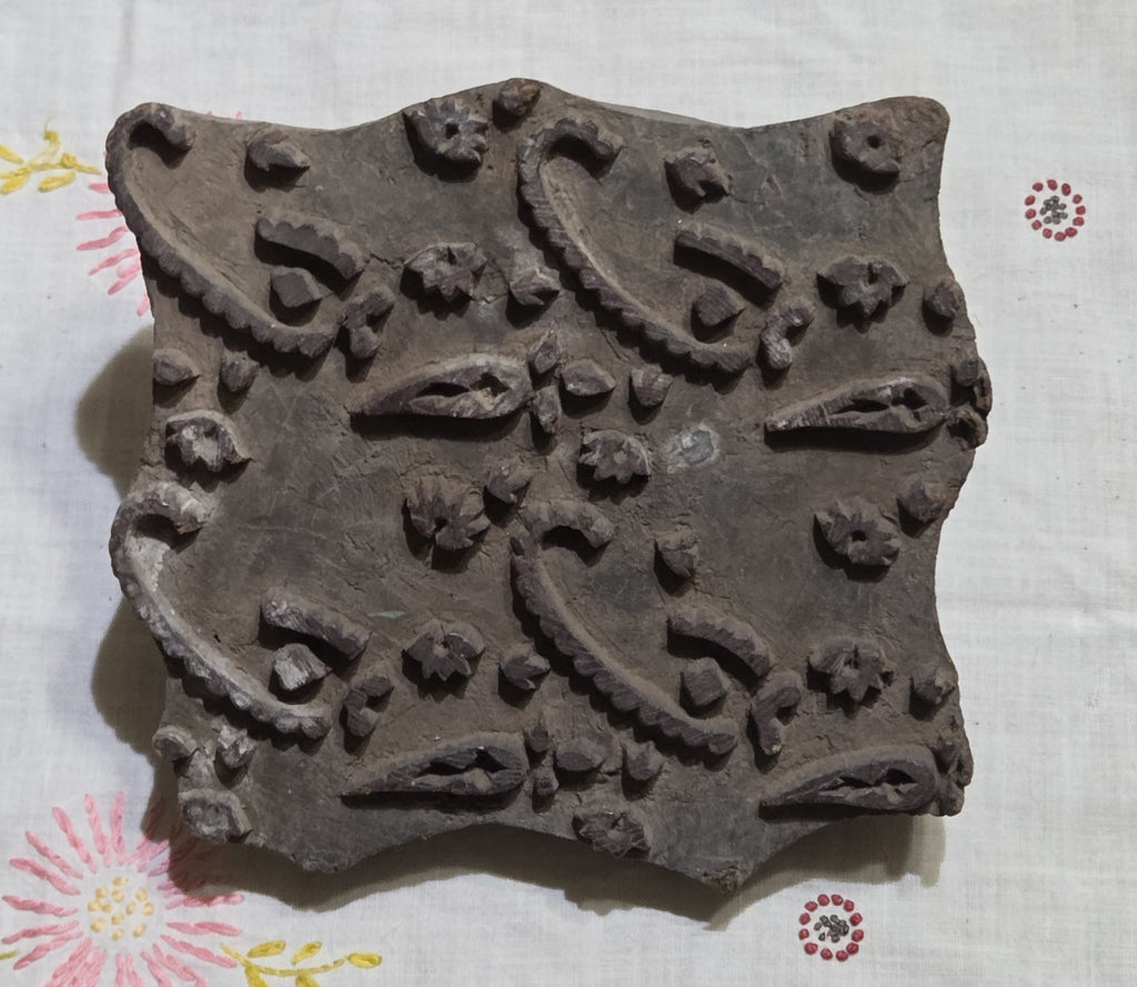 Wood Block Vintage Ink Stamping Hand Carved (large block) Flower
