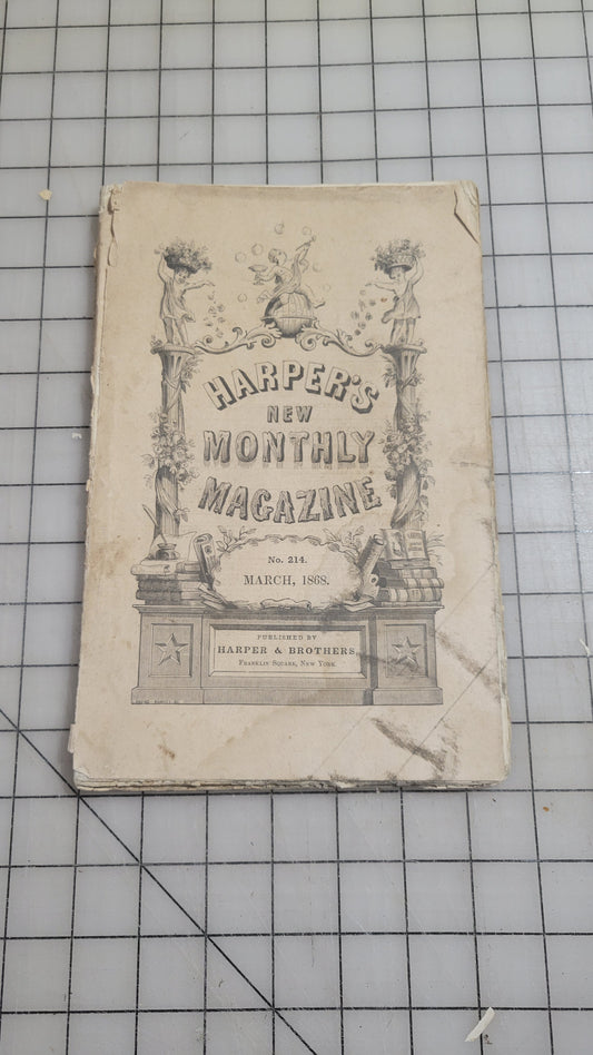 Harper's Monthly Magazine March 1868 Antique Catalog Editorial Fashion 1800s