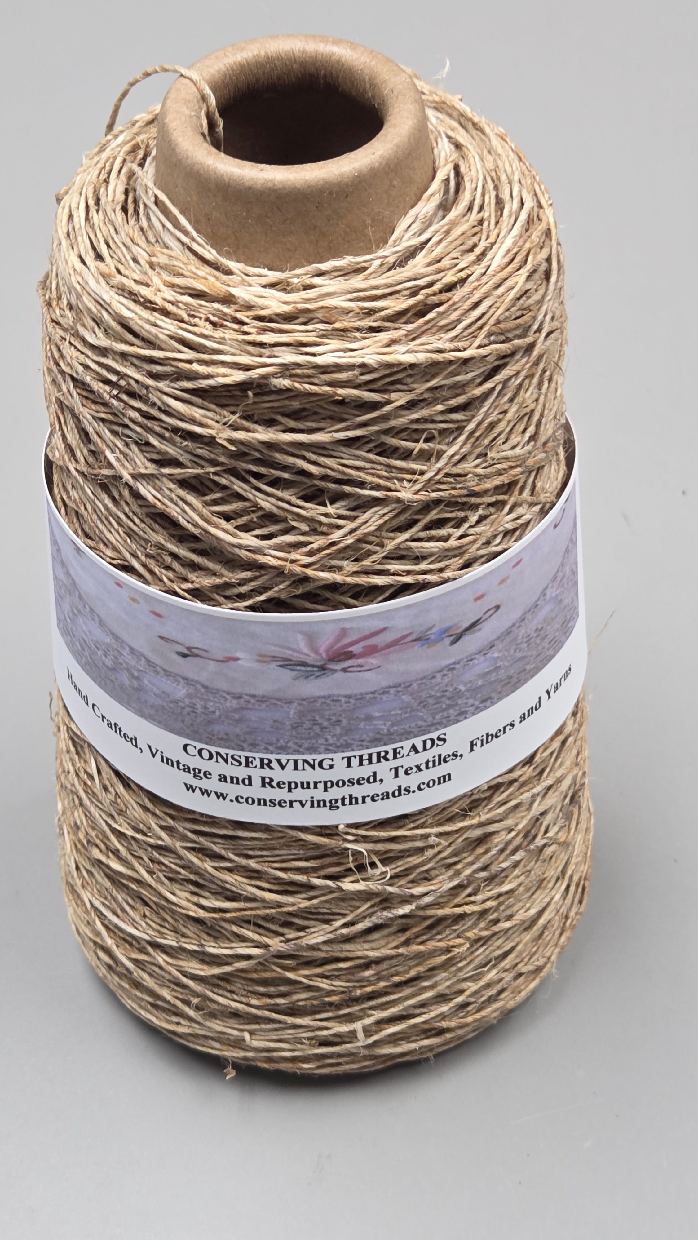 Hemp Yarn, 250 Yards. Hand-Spun Cone. Natural Fiber.