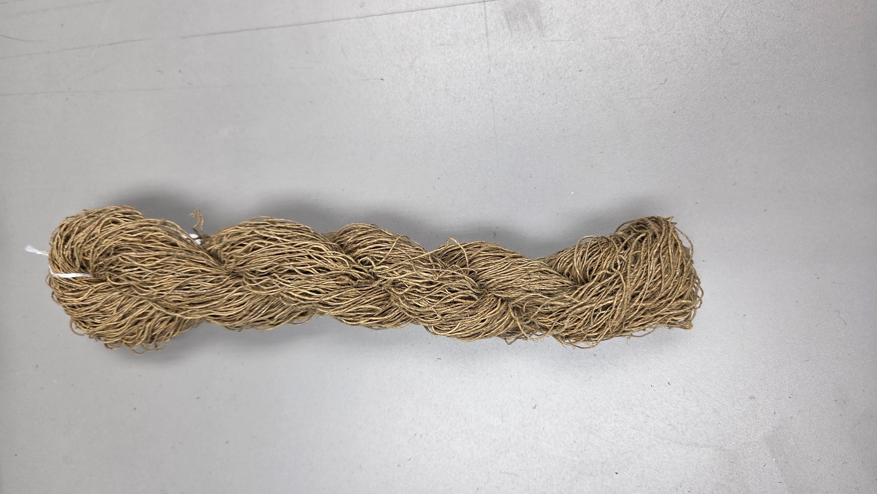 Yarn Hemp, 240 Yards, Light Yellow - Osage Orange Dyed. Hand-Spun Skein.