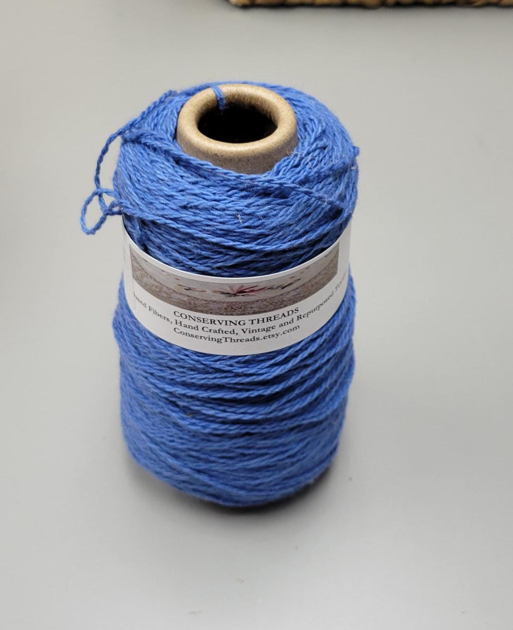 USA Cotton Yarn, Small Batch Dyed Blue. Fingering Weight. 340 Yards. Cone