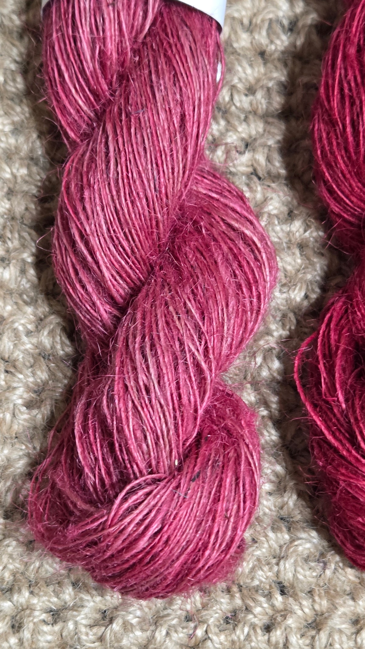 Yarn Jute. Skein. Lace Weight. Small Batch Dyed. 200 Yards. Red