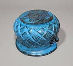 Yarn Bowls Blue Hand Carved from Reclaimed Mango Wood