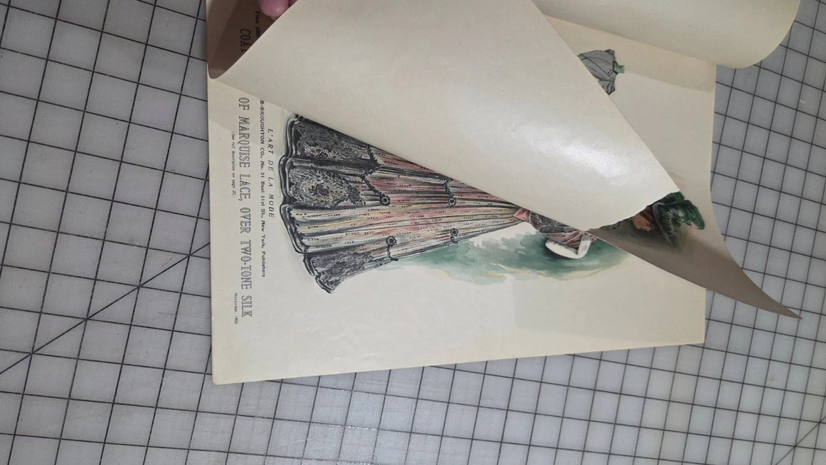 6 Original Antique Color Fashion Plates, L'Art de la Mode November 1905 Catalog