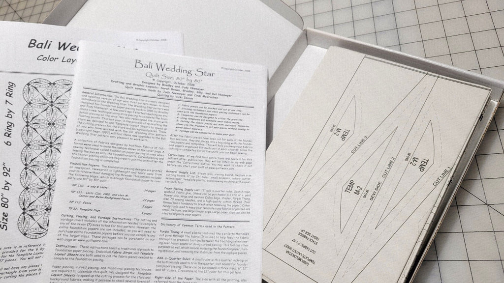 2009 Bali Wedding Star Foundation Piecing Quilt Pattern Judy Niemeyer Original