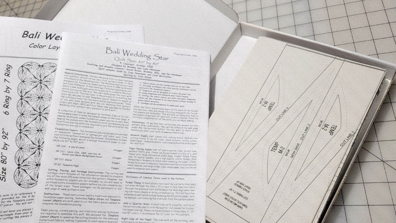 2009 Bali Wedding Star Foundation Piecing Quilt Pattern Judy Niemeyer Original