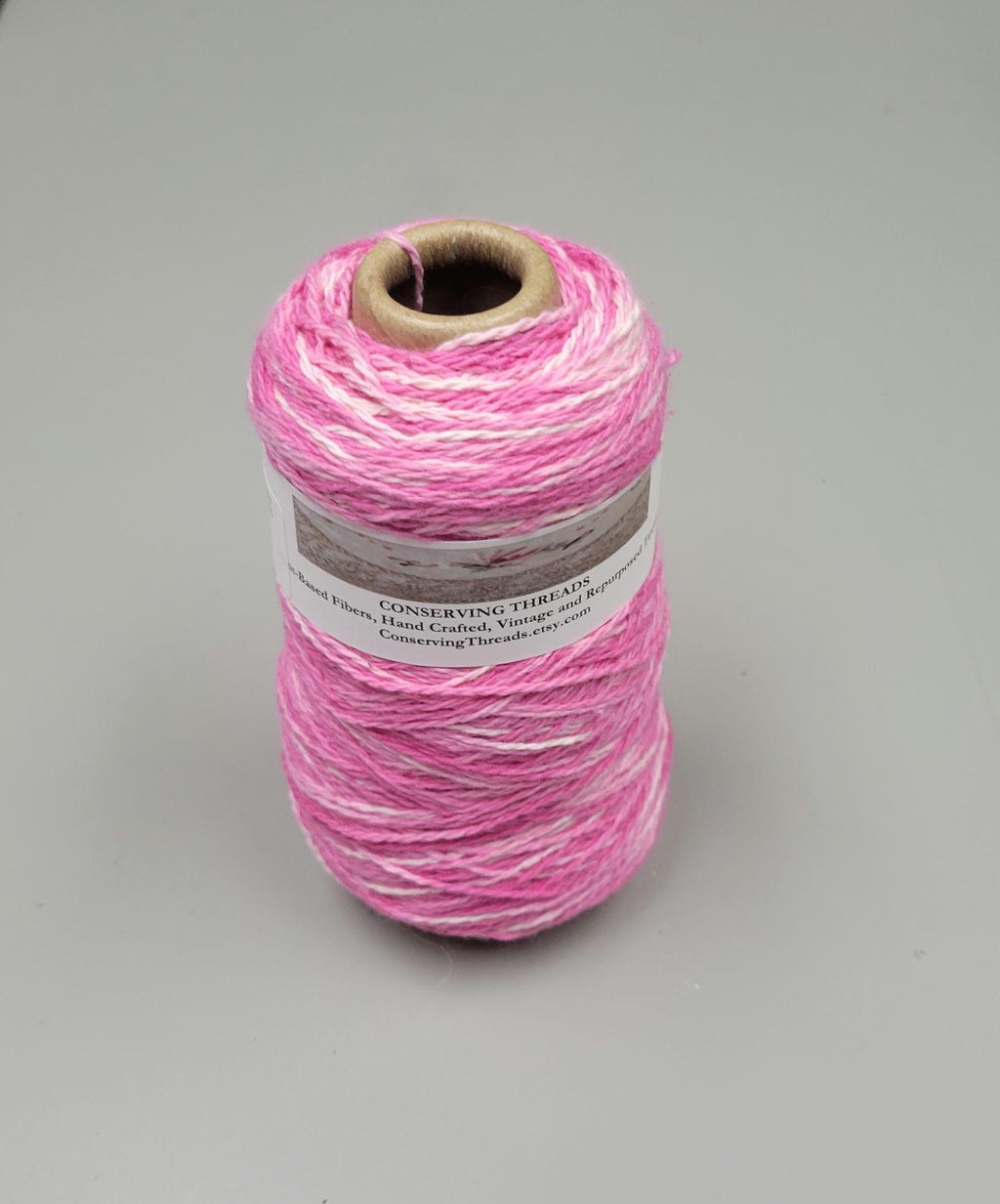 USA Cotton Yarn, Small Batch Dyed Variegated Pink. Fingering Weight. 340 Yards. Cone