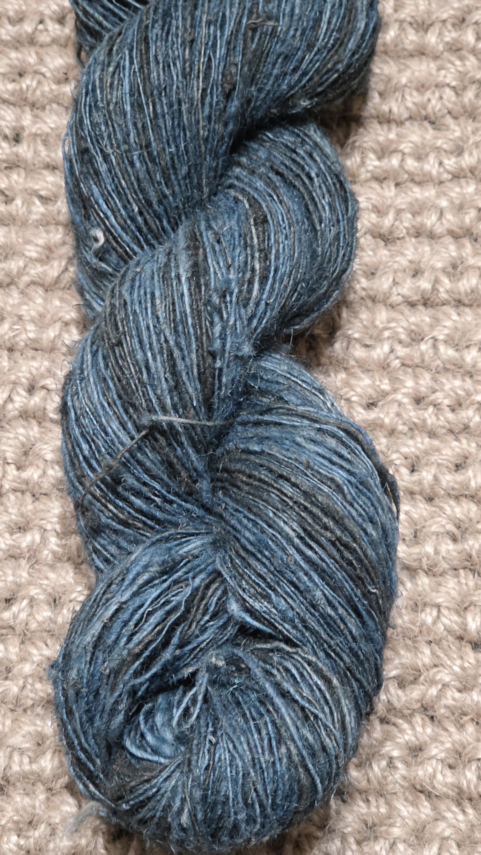 Yarn Nettle, 340 Yards, Blue - Indigo Dyed. Hand-Spun Skein.
