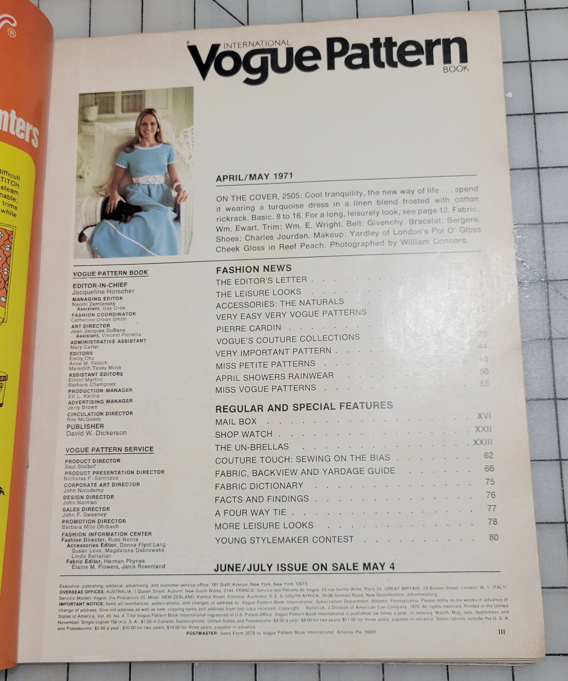 Vogue Pattern Book International April May 1971 Fashion News Feature Dress