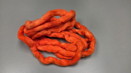 Cotton, 1/2 oz (0.5 ounce) Dyed Conventional Cotton Sliver, Small Batch Studio Dyed (Orange)