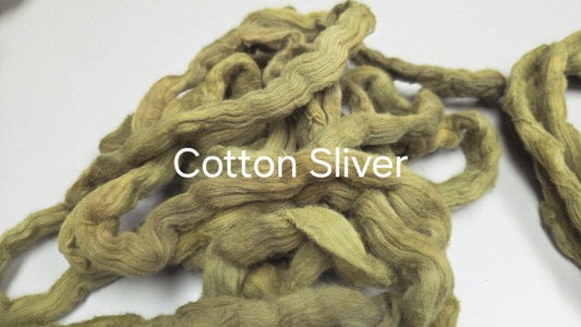Cotton, 1/2 oz (0.5 ounce) Dyed Conventional Cotton Sliver, Small Batch Studio Dyed (Khaki D)