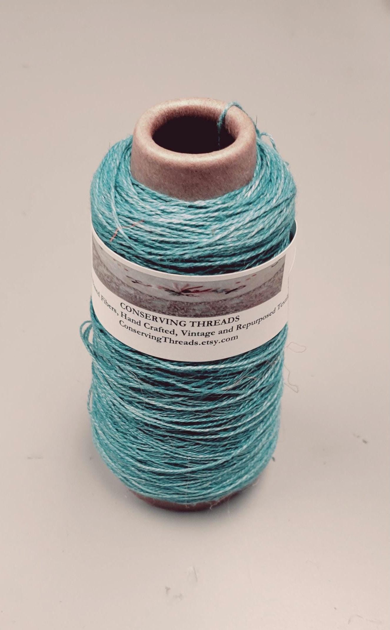 Linen Yarn, Light Blue Green Dyed. Machine Spun 10/2 Natural, Cone