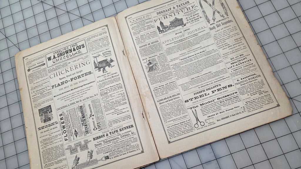 Demorest's Mirror of Fashion 1876 May Stories, Gowns, Painted Plates Original