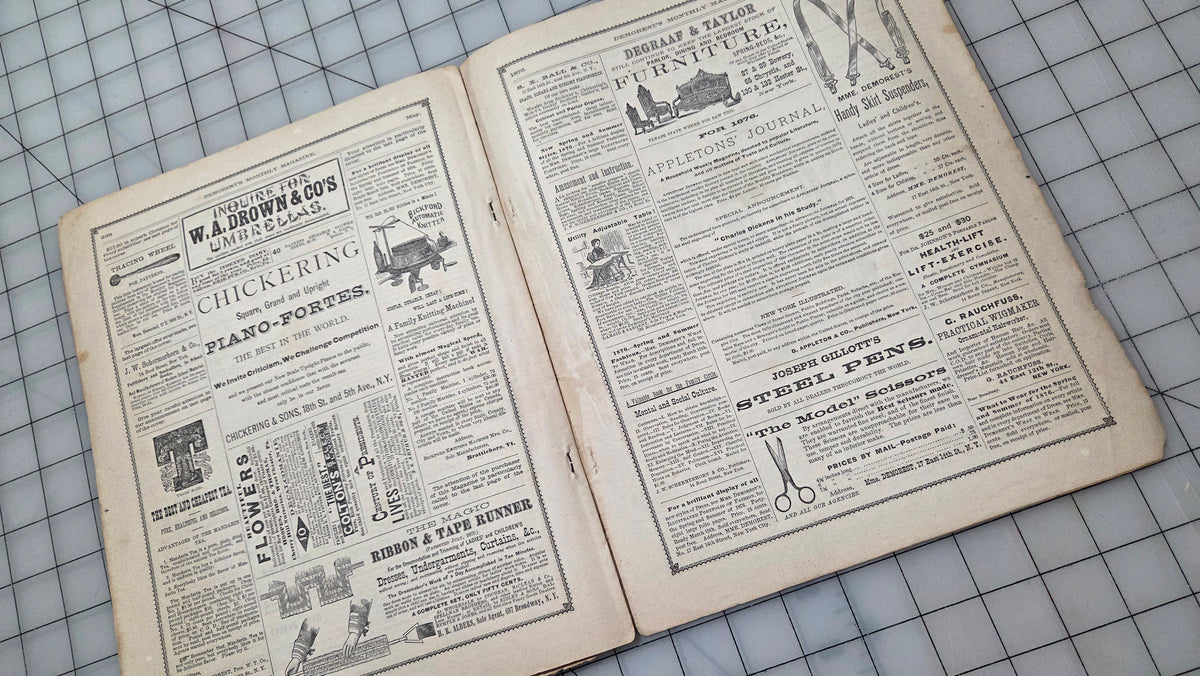 Demorest's Mirror of Fashion 1876 May Stories, Gowns, Painted Plates Original