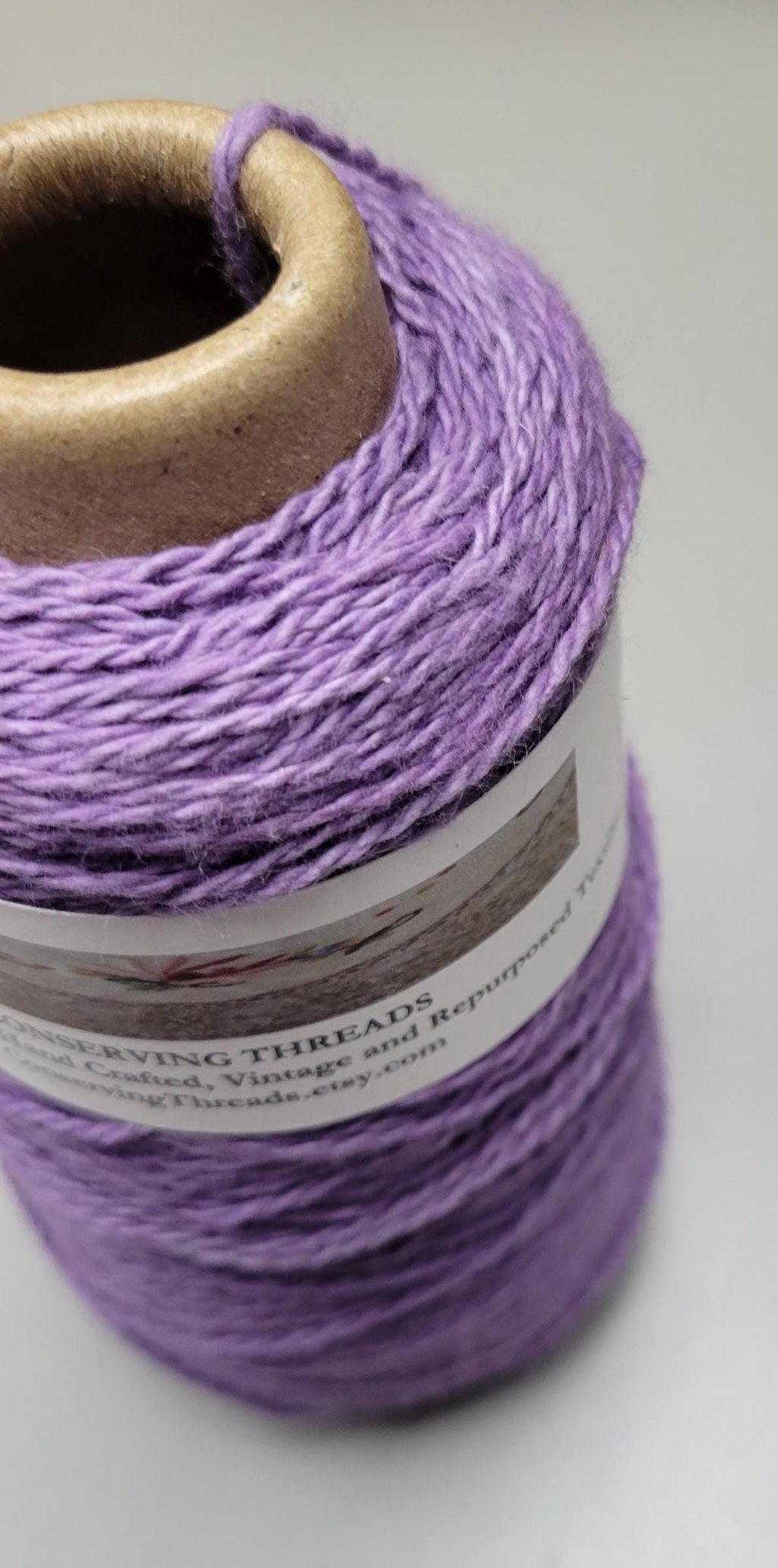 USA Cotton Yarn, Small Batch Dyed Purple. Fingering Weight. 340 Yards. Cone