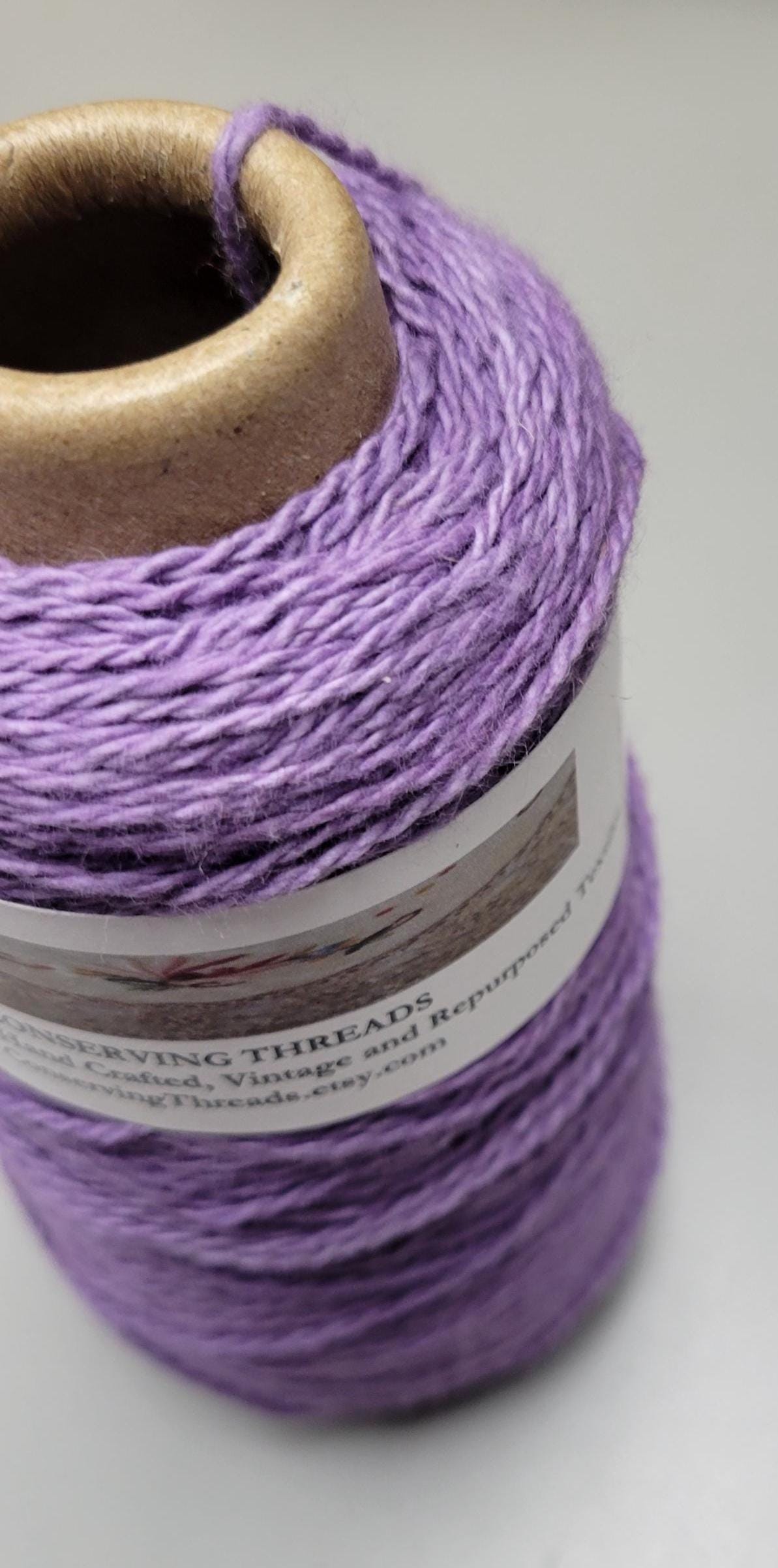 USA Cotton Yarn, Small Batch Dyed Purple. Fingering Weight. 340 Yards. Cone