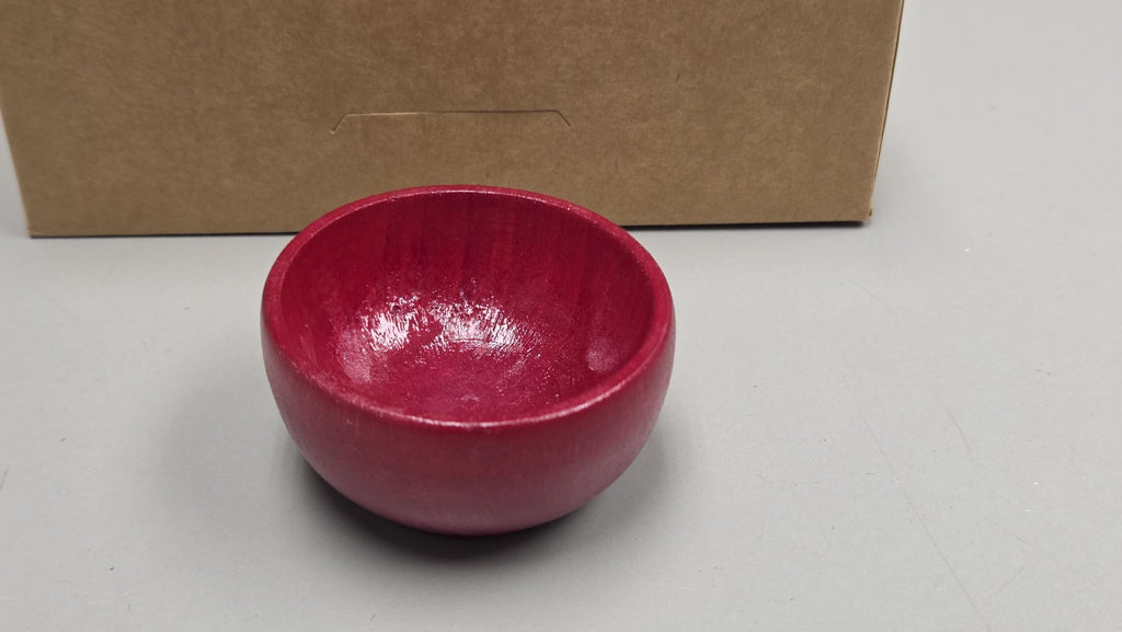 Spin Cotton Fiber Kit. Natural Upland Cotton Sliver. Hand-Painted Wood Support Bowl and Brass Tahkli Spindle. SK27 Red