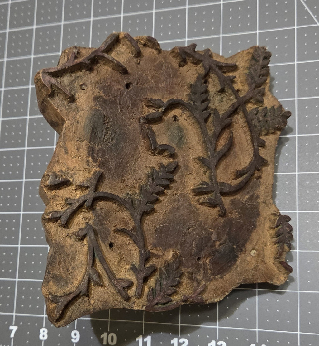 Vintage Wood Blocks Ink Stamping Hand Carved (large block) Vine leaf