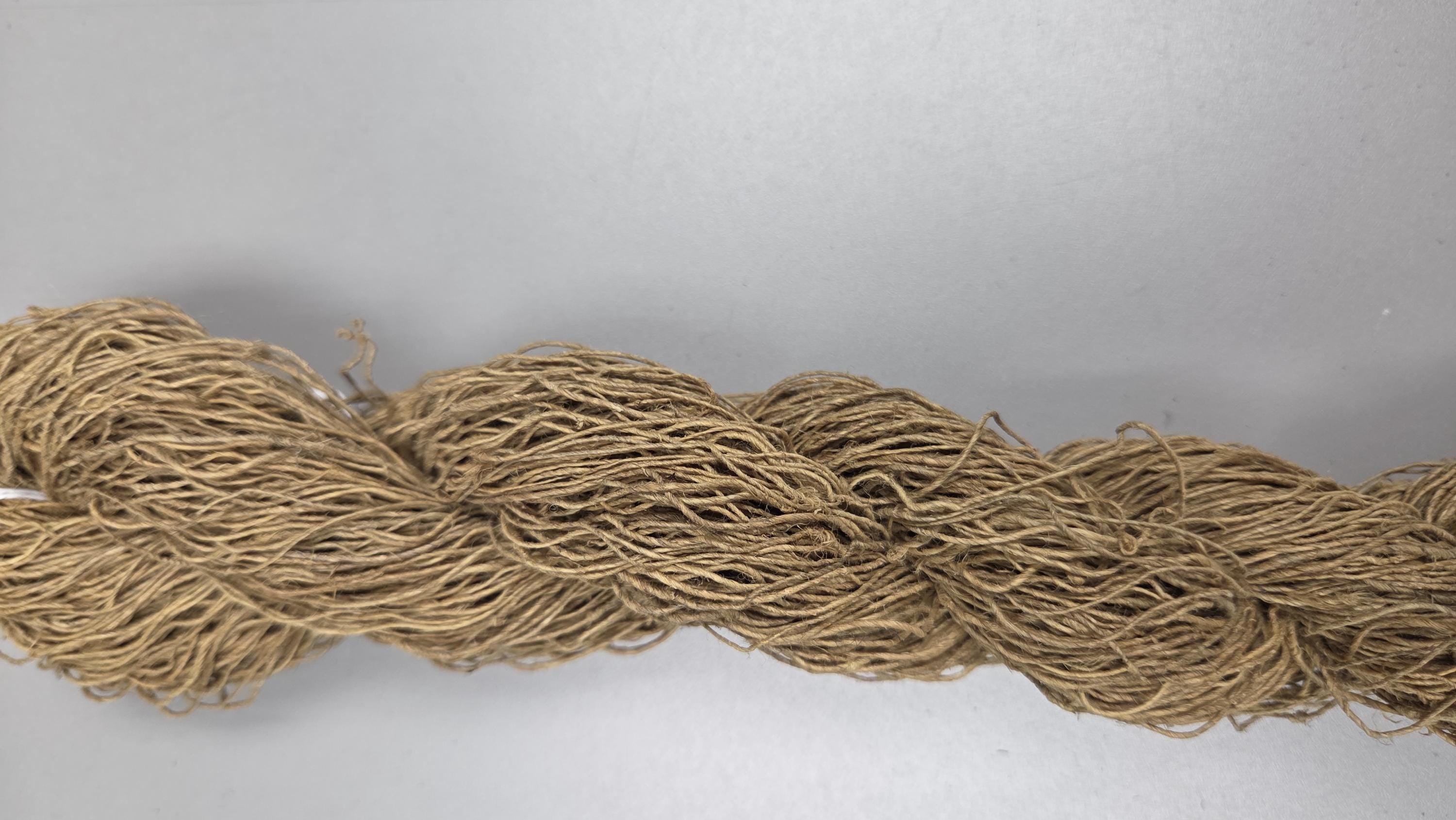 Yarn Hemp, 240 Yards, Light Yellow - Osage Orange Dyed. Hand-Spun Skein.