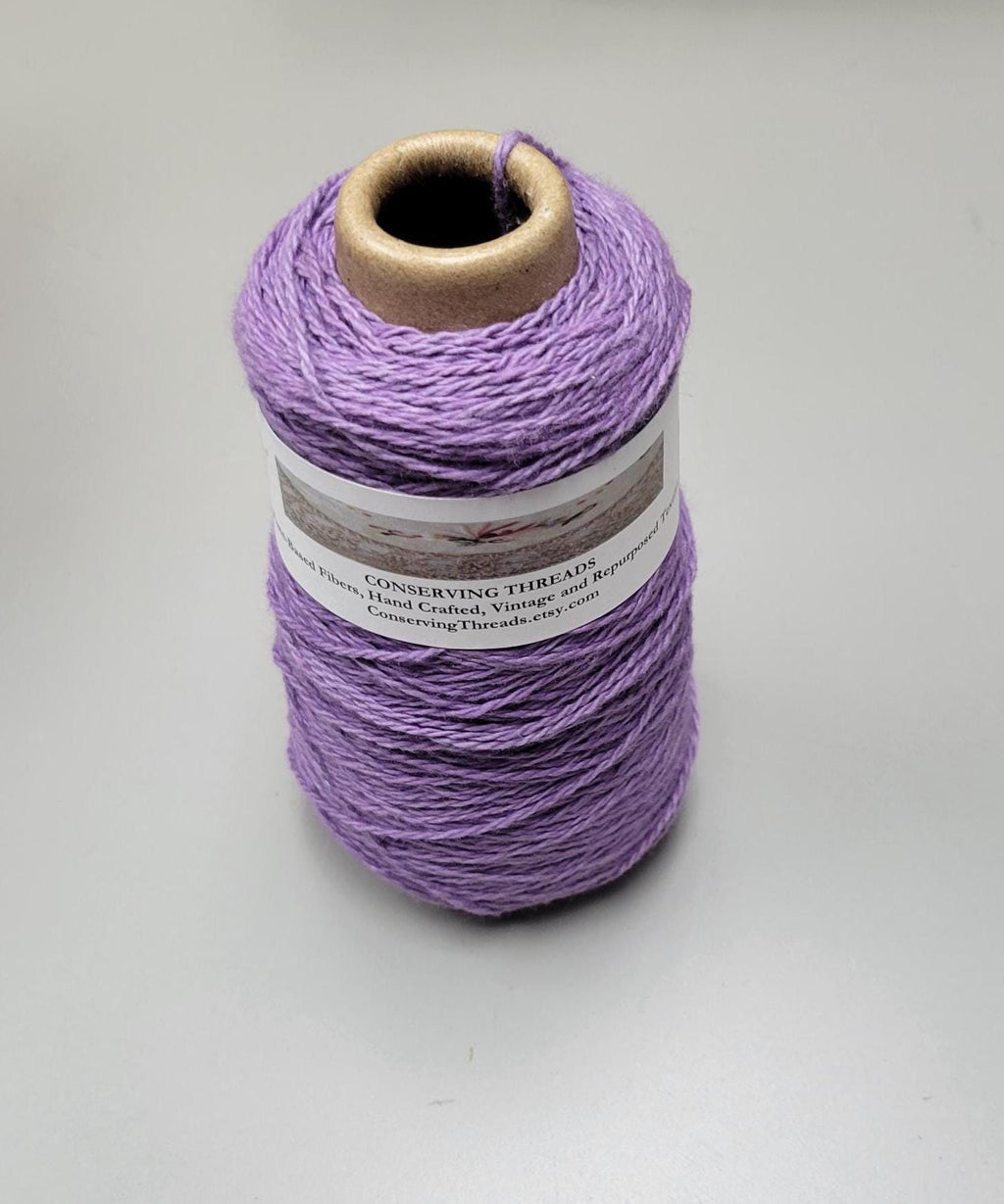 USA Cotton Yarn, Small Batch Dyed Purple. Fingering Weight. 340 Yards. Cone