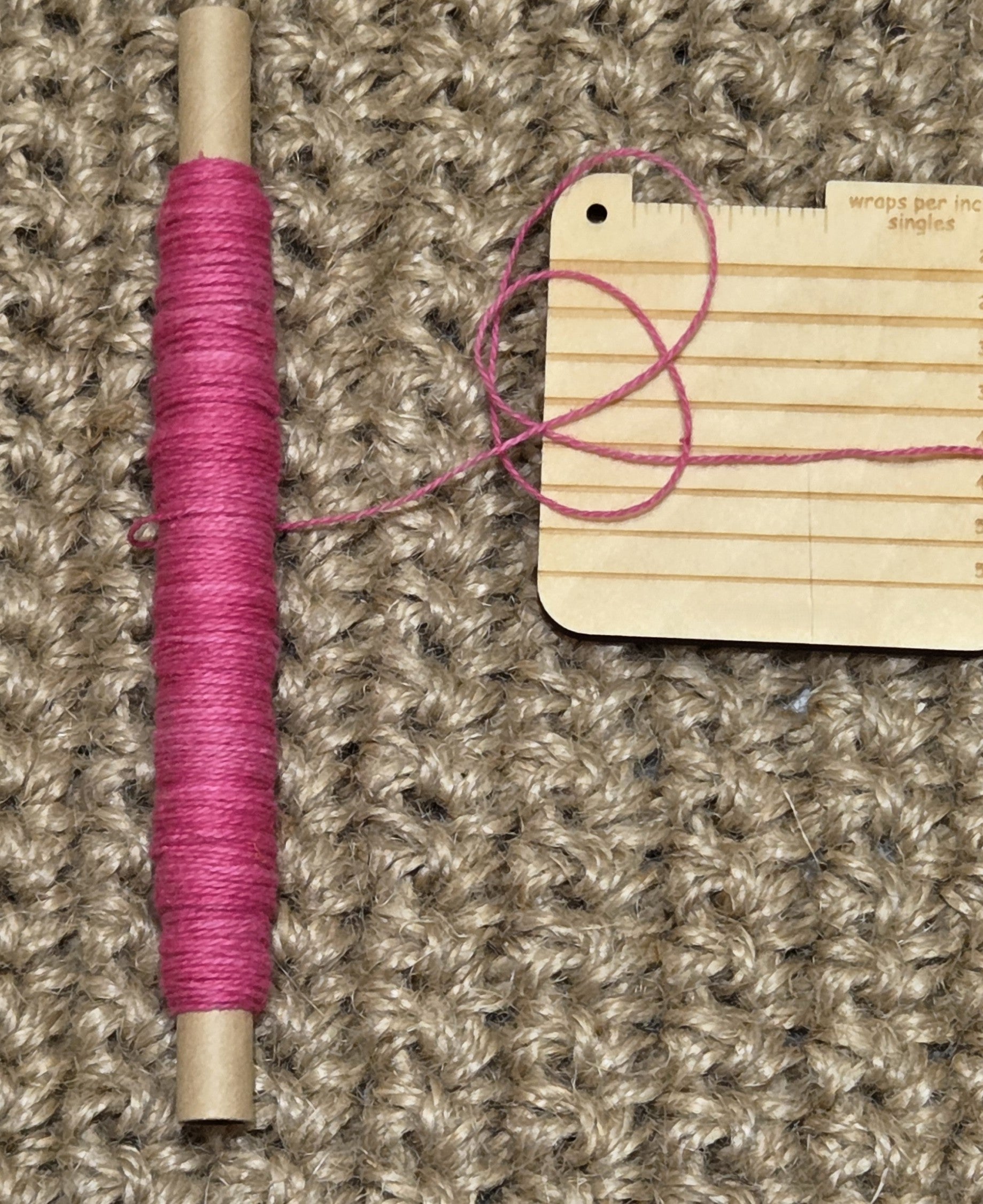 Thread Cotton + Hemp Blend, 25 Yards Spool. Pink.