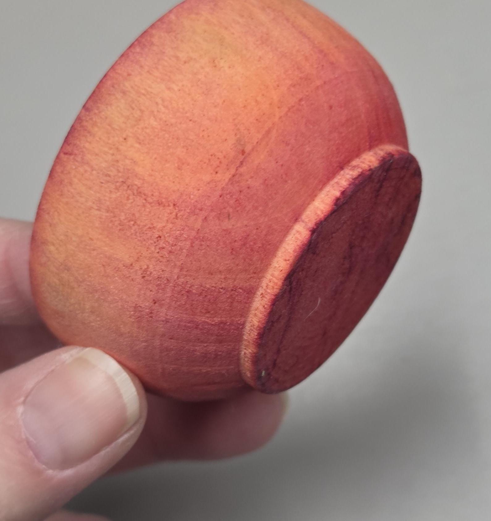 Spin Cotton Fiber Kit. Natural Upland Cotton Sliver. Hand-Painted Wood Support Bowl and Brass Tahkli Spindle. SK47 Pink Salmon