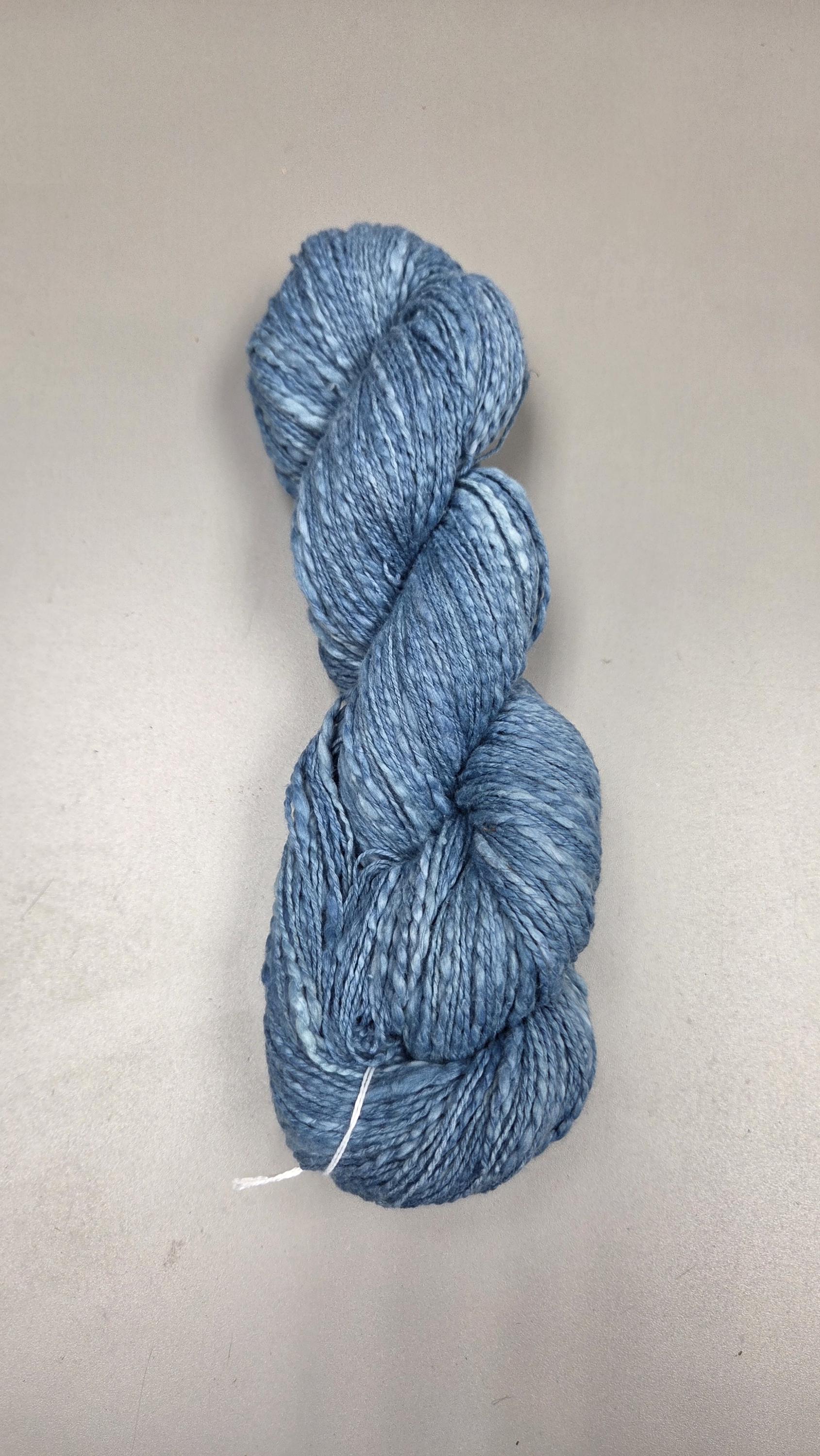 Cotton Yarn, Hand Spun, 2 Ply, Indigo Blue, Fingering Weight. Natural. 320 Yards.