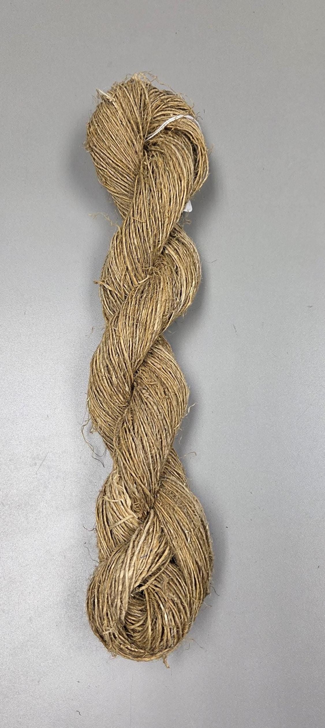 Hemp Yarn, 195 Yards, Light Yellow (Osage Orange) Dyed. Hand-Spun Skein.