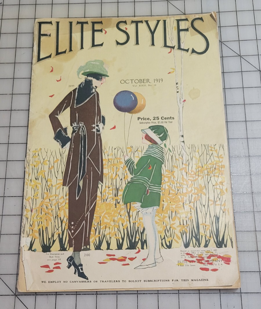 Elite Styles, 1919 October Original Dressmaker Tailor Fashion Catalog Ladies Mag