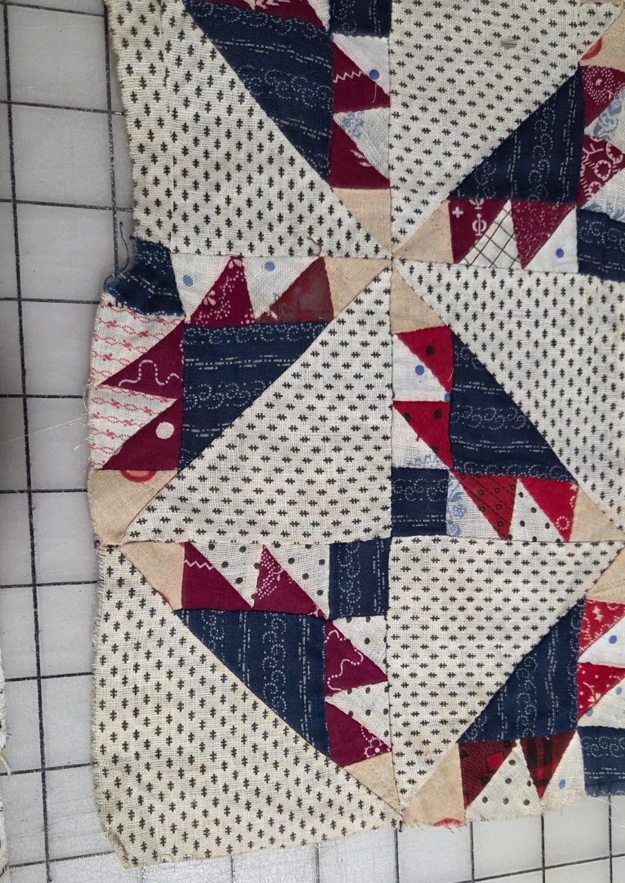 8 - Vintage Patch Quilt Blocks Unfinished Squares. 1900s - 1920s Hand Stitched