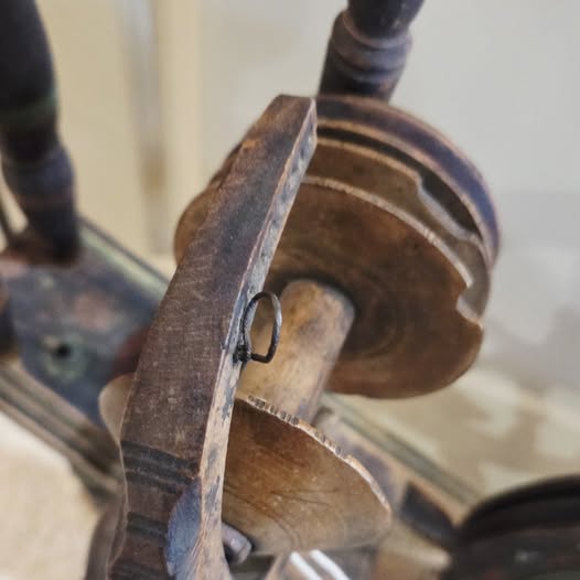 Hungarian Style Flax Spinning Wheel Antique 19th Century Hand Painted