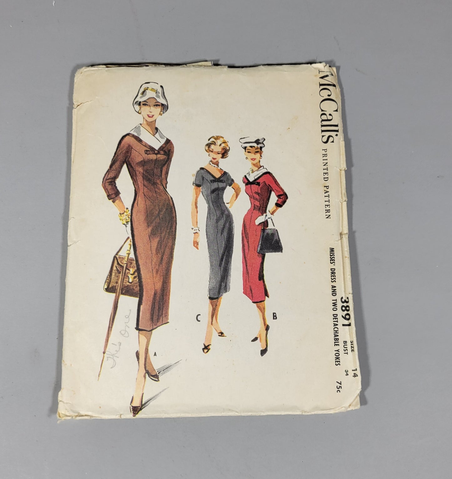 McCall's 3891, ca 1956. Size 14 Bust 34.