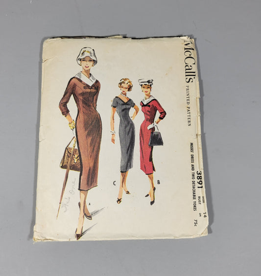 McCall's 3891, ca 1956. Size 14 Bust 34.