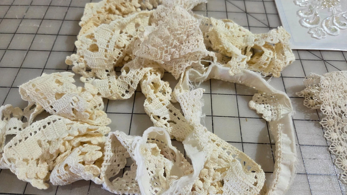 Lot Vintage Lace Crochet Trim Embroidery Mixed White Cream