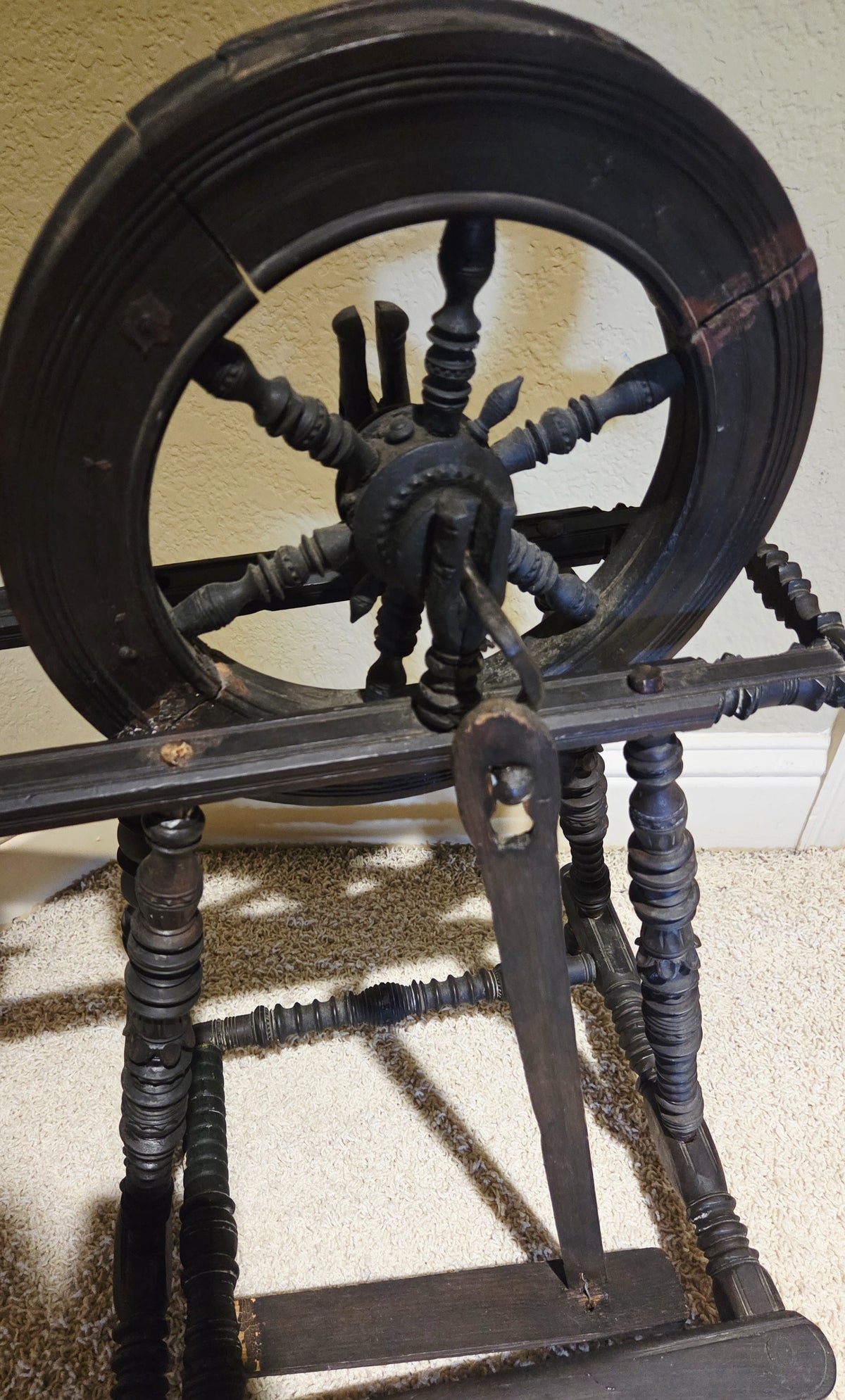 Antique Spinning Wheel 19th Century Small Castle Travel Style