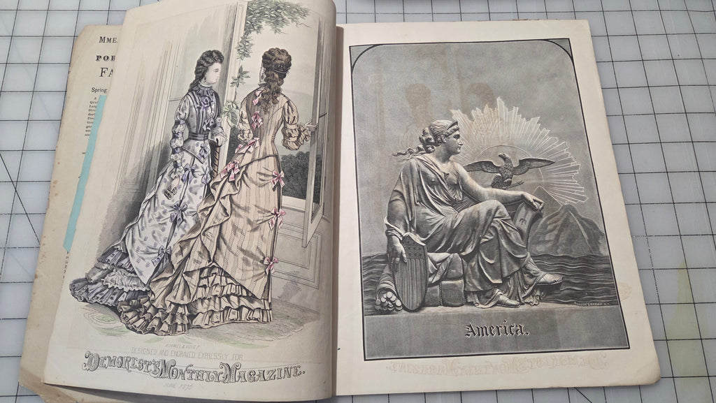 Demorest's Mirror of Fashion 1876 June Stories, Gowns, Painted Plates Original