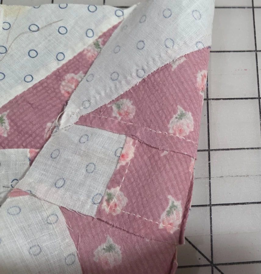 10 Vintage 7" Patch Quilt Blocks Unfinished Squares. 1910s - 1950s Hand Stitched