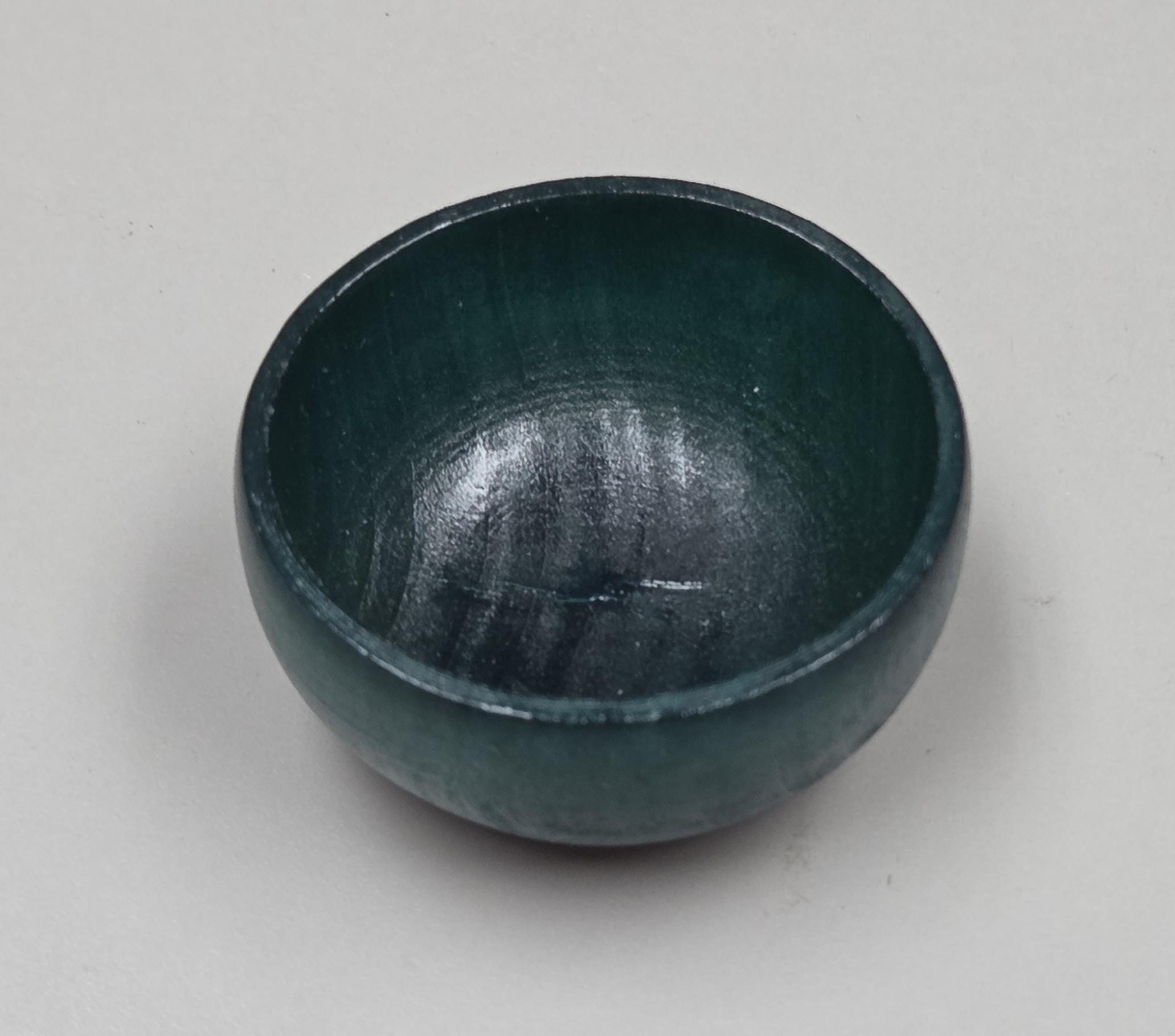 Spin Cotton Fiber Kit. Natural Upland Cotton Sliver. Hand-Painted Wood Support Bowl and Brass Tahkli Spindle. Dark Teal