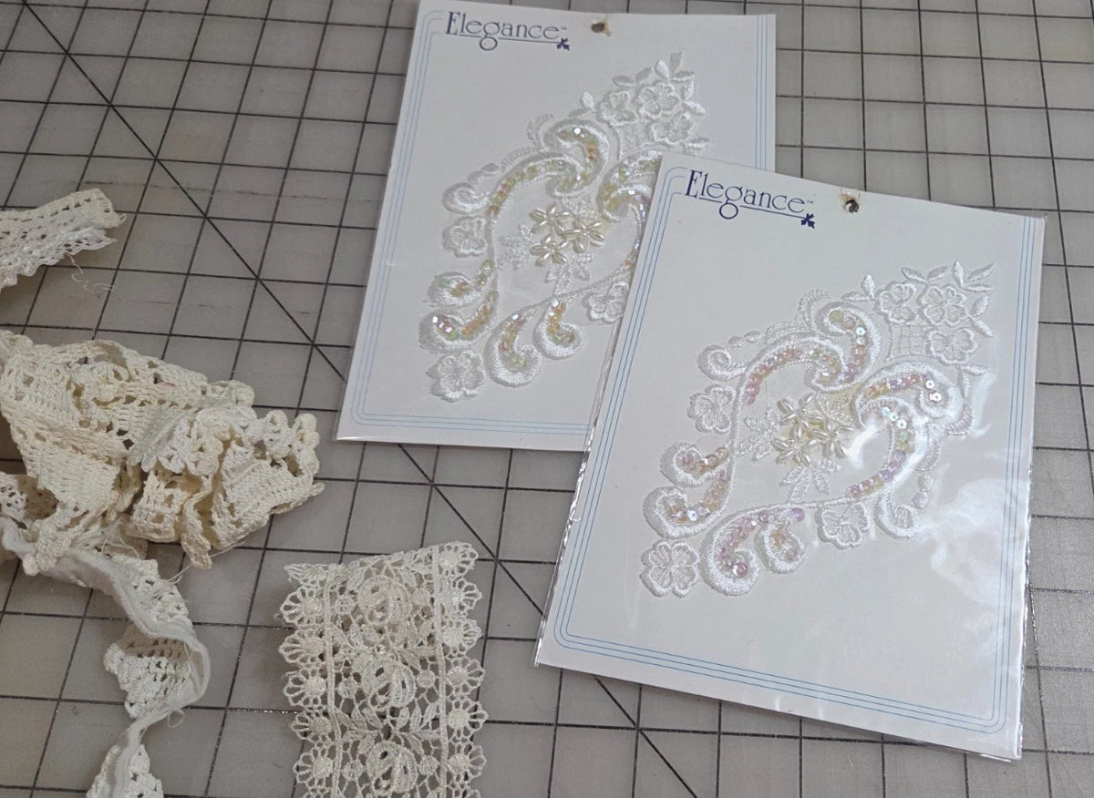 Lot Vintage Lace Crochet Trim Embroidery Mixed White Cream