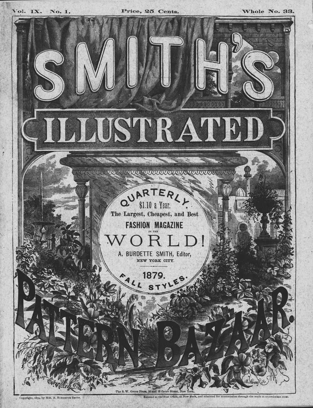 Smith's Illustrated Pattern Bazaar Quarterly, 1879 Fall, Vol 9 No 1, E-book INSTANT DOWNLOAD.📥.