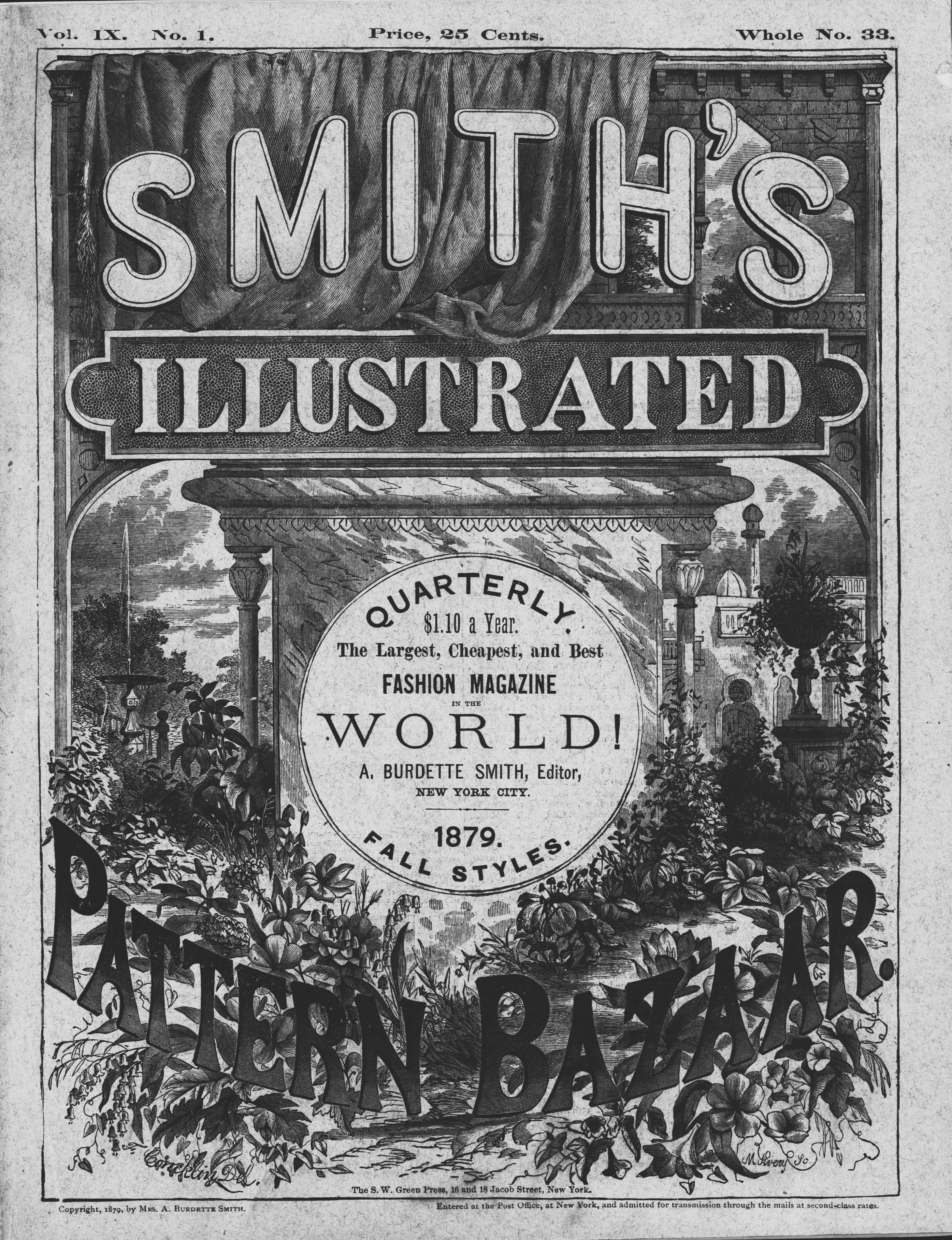 Smith's Illustrated Pattern Bazaar Quarterly, 1879 Fall, Vol 9 No 1, E-book INSTANT DOWNLOAD.📥.