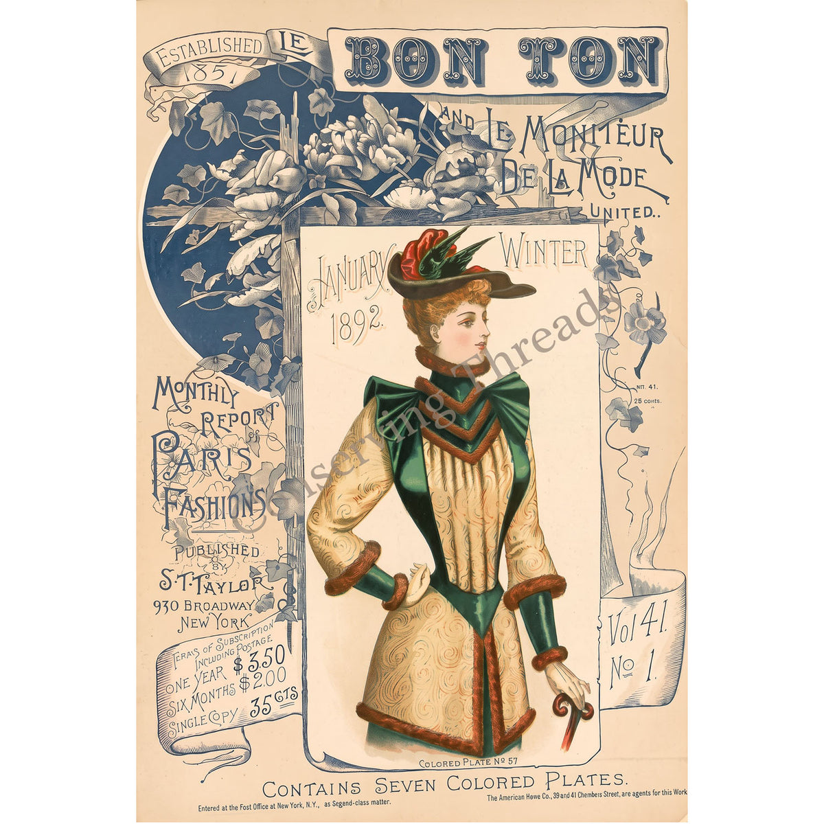 Le Bon Ton Le Moniteur de la Mode United, 1892 January