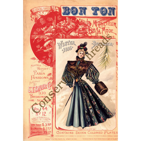Le Bon Ton Le Moniteur de la Mode United 1895 December. Vol 44 No 12. E-book DOWNLOAD.📥
