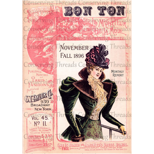 Le Bon Ton Le Moniteur de la Mode United 1896 November. Vol 45 No 11. E-book DOWNLOAD.📥