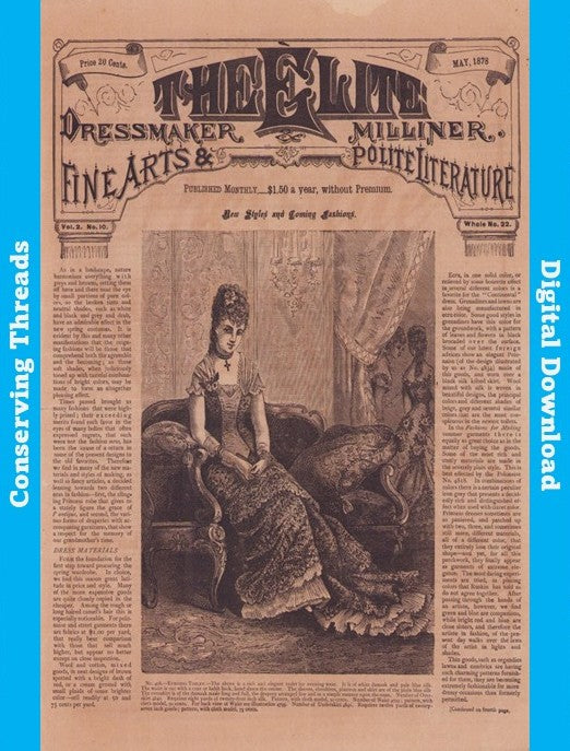 The Elite Dressmaker and Milliner, May 1878, Vol 2 No 10. E-book INSTANT DOWNLOAD. 📥