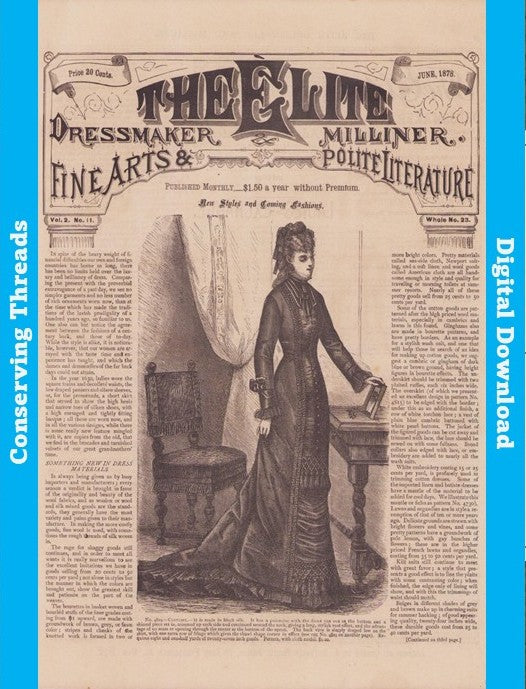 The Elite Dressmaker and Milliner, 1878 July, Vol 2 No 12, E-book INSTANT DOWNLOAD.📥